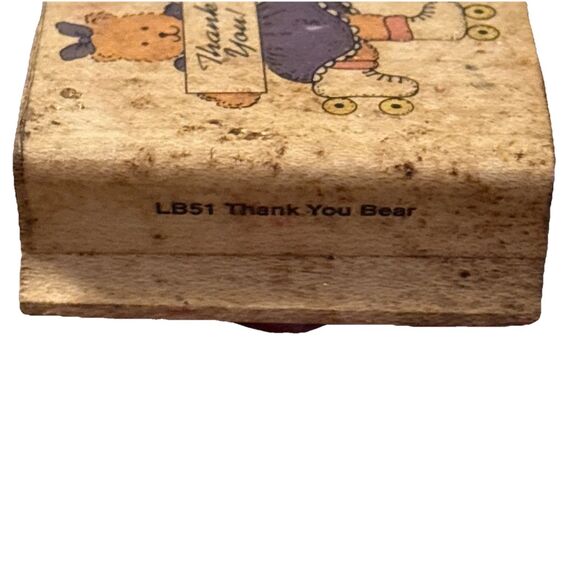 Noteworthy Rubber Stamp Girl Bear Holding Thank You Sign 2 Inches - Picture 6 of 9
